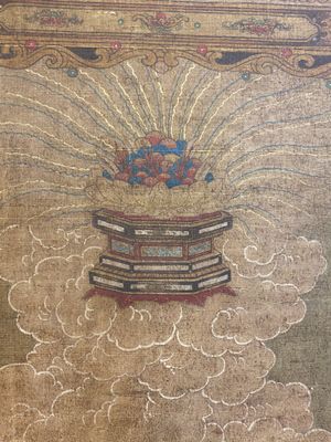 Ecole chinoise: 'Bouddha assis sur un trône de lotus', encre et couleurs sur soie, 18/19ème — photo 3