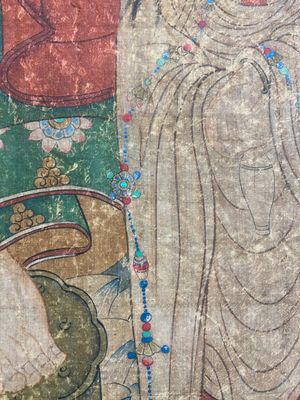 Ecole chinoise: 'Bouddha debout sur deux fleurs de lotus', encre et couleurs sur soie, 18/19ème — photo 25