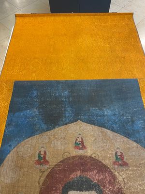 Ecole chinoise: 'Bouddha debout sur deux fleurs de lotus', encre et couleurs sur soie, 18/19ème — photo 5