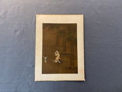 Ecole chinoise: 'Dame au servant', encre et couleurs sur soie, Ming — photo 1