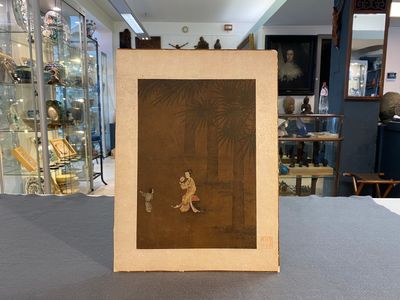 Ecole chinoise: 'Dame au servant', encre et couleurs sur soie, Ming — photo 2