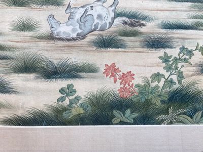 Ecole chinoise, d'après Giuseppe Castiglione 郎世寧 (1688-1766): '100 chevaux', encre et couleurs sur papier monté en rouleau à main, 18/19ème — photo 26