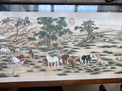 Ecole chinoise, d'après Giuseppe Castiglione 郎世寧 (1688-1766): '100 chevaux', encre et couleurs sur papier monté en rouleau à main, 18/19ème — photo 28