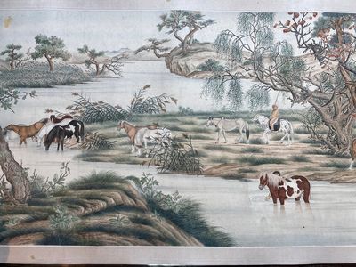 Ecole chinoise, d'après Giuseppe Castiglione 郎世寧 (1688-1766): '100 chevaux', encre et couleurs sur papier monté en rouleau à main, 18/19ème — photo 45