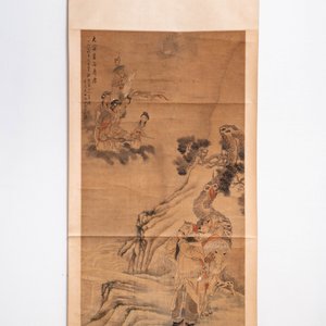 Ecole chinoise, d'après Ma Shijun (1609-1666), daté 1867, encre et couleurs sur soie: 'paysage aux figures' — photo 7