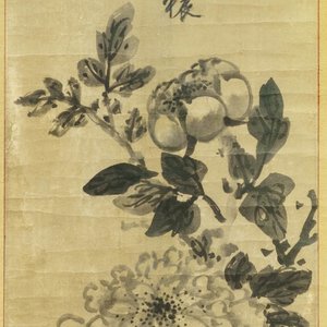 Ecole chinoise, d'après Mi Fu (1051-1077), encre sur papier, Qing: 'Fleurs de pivoines' — photo 1