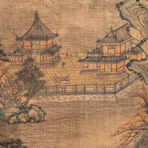 Ecole chinoise, d'après Qiu Ying (c.1494-1551/52), encre et couleurs sur soie: 'paysage montagneux', daté 1545 — photo 5
