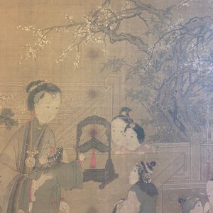 Ecole chinoise, d'après Su Hanchen (1094-1172), encre et couleurs sur soie: dame et enfants autour d'un aquarium — photo 15