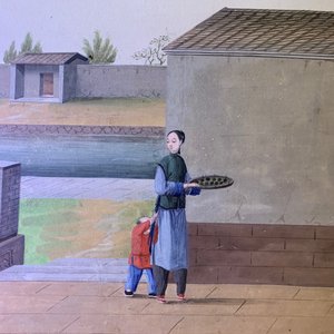 Ecole chinoise de Canton, aquarelle sur papier, 19ème: Quatre scènes sur la production du thé — photo 16