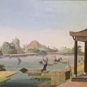Ecole chinoise de Canton, aquarelle sur papier, 19ème: Quatre scènes sur la production du thé — photo 24