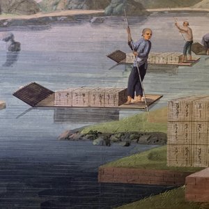 Ecole chinoise de Canton, aquarelle sur papier, 19ème: Quatre scènes sur la production du thé — photo 25