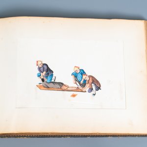 Ecole chinoise de Canton, encre et couleurs sur papier, 19ème: album de 29 paysages et scènes de punitions — photo 17