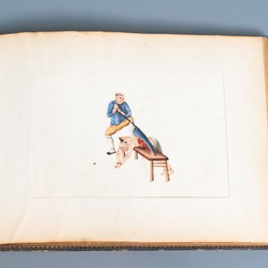 Ecole chinoise de Canton, encre et couleurs sur papier, 19ème: album de 29 paysages et scènes de punitions — photo 19