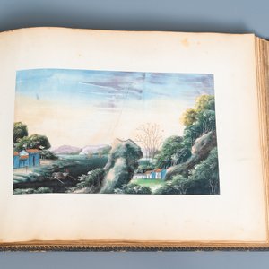 Ecole chinoise de Canton, encre et couleurs sur papier, 19ème: album de 29 paysages et scènes de punitions — photo 23