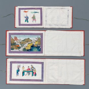 Ecole chinoise de Canton, encre et couleurs sur papier de riz, 19ème: une collection de 39 dessins dans six albums — photo 5