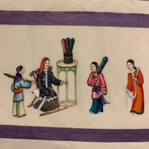 Ecole chinoise de Canton, encre et couleurs sur papier de riz, 19ème: une collection de 39 dessins dans six albums — photo 57