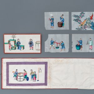 Ecole chinoise de Canton, encre et couleurs sur papier de riz, 19ème: une collection de 39 dessins dans six albums — photo 9