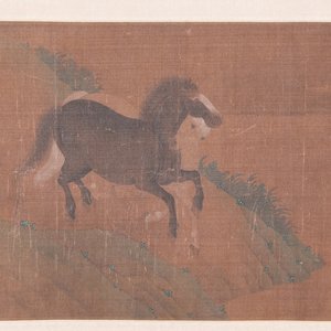 Ecole chinoise: 'Deux cavaliers et huit chevaux', encre et couleurs sur soie, probablement Ming — photo 6