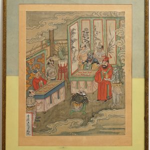 Ecole chinoise: Deux scènes de 'La Pérégrination vers l'Ouest', encre et couleur sur papier, 18/19ème — photo 4