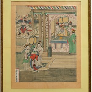Ecole chinoise: Deux scènes de 'La Pérégrination vers l'Ouest', encre et couleur sur papier, 18/19ème — photo 5