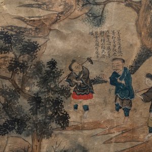 Ecole chinoise, encre et couleurs sur papier, 19ème: 'La fabrication du papier' — photo 6