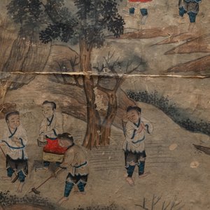Ecole chinoise, encre et couleurs sur papier, 19ème: 'La fabrication du papier' — photo 7