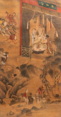 Ecole chinoise, encre et couleurs sur papier, 19ème siècle: 'Le roi de l'enfer'