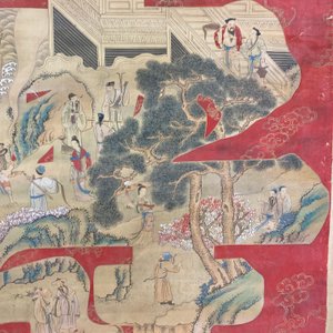 Ecole chinoise, encre et couleurs sur papier: 'Caractère Shou aux immortels', 19ème — photo 25