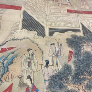 Ecole chinoise, encre et couleurs sur papier: 'Caractère Shou aux immortels', 19ème — photo 35