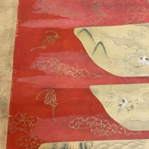 Ecole chinoise, encre et couleurs sur papier: 'Caractère Shou aux immortels', 19ème — photo 9