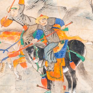 Ecole chinoise, encre et couleurs sur papier: 'Cinq scènes de chasse', 19ème — photo 13