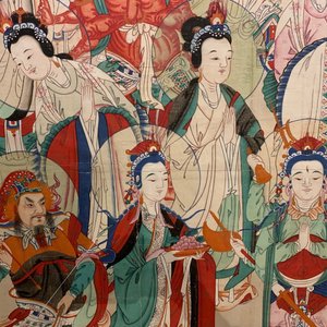 Ecole chinoise, encre et couleurs sur papier, Qing: 'Dieux en ciel' — photo 11