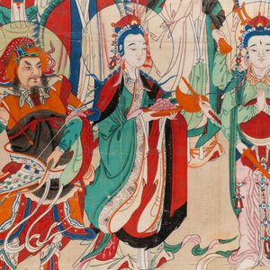 Ecole chinoise, encre et couleurs sur papier, Qing: 'Dieux en ciel' — photo 5