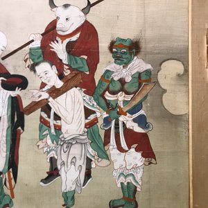 Ecole chinoise, encre et couleurs sur papier, Qing: 'Guerriers et saints en ciel' — photo 13
