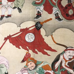Ecole chinoise, encre et couleurs sur papier, Qing: 'Guerriers et saints en ciel' — photo 10
