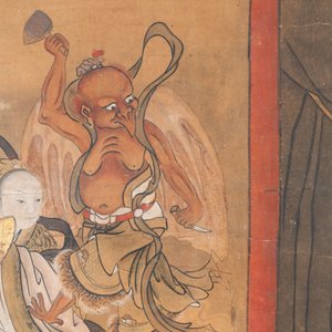 Ecole chinoise, encre et couleurs sur papier: 'Un des dix rois d'enfer', Qing — photo 3