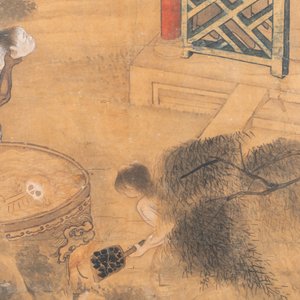 Ecole chinoise, encre et couleurs sur papier: 'Un des dix rois d'enfer', Qing — photo 5