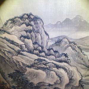 Ecole chinoise, encre et couleurs sur soie, 18/19ème: 'Buveurs de thé sur une fleuve' — photo 16