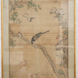 Ecole chinoise, encre et couleurs sur soie, 18/19ème: 'Des oiseaux et leurs proies' — photo 6