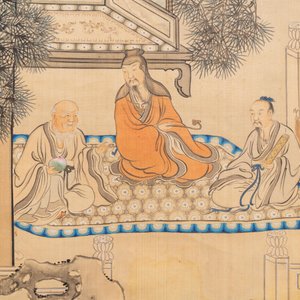 Ecole chinoise, encre et couleurs sur soie, 18/19ème: 'Personnages dans un paysage' — photo 5
