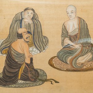 Ecole chinoise, encre et couleurs sur soie, 19/20ème: 'Des immortels et leurs servants' — photo 5