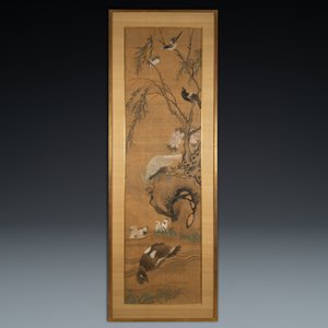 Ecole chinoise, encre et couleurs sur soie: 'Canards et oiseaux au bord d'une rivière', fin du Ming/début du Qing — photo 2