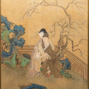 Ecole chinoise, encre et couleurs sur soie: Huit scènes érotiques et romantiques, 18/19ème — photo 15