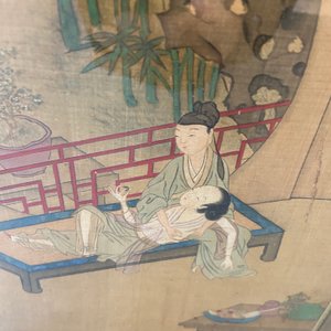 Ecole chinoise, encre et couleurs sur soie: Huit scènes érotiques et romantiques, 18/19ème — photo 40