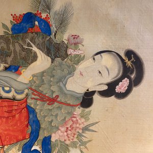 Ecole chinoise, encre et couleurs sur soie: 'Magu accompagnée d'une grue', 18/19ème — photo 9