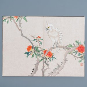 Ecole chinoise, encre et couleurs sur soie: un album figurant onze oiseaux et un écureuil, 19/20ème — photo 1