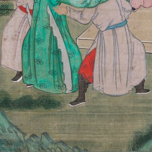 Ecole chinoise, encre et couleurs sur toile: 'Quatre scènes narratives', 19ème — photo 11
