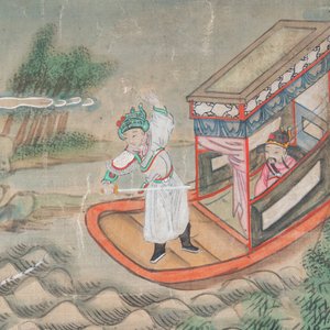 Ecole chinoise, encre et couleurs sur toile: 'Quatre scènes narratives', 19ème — photo 6