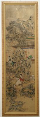 Ecole chinoise: Image du palais du printemps, 16/17ème et 'Guanyin aux servants', 19ème