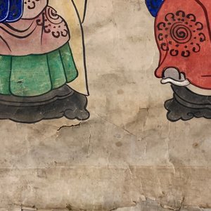 Ecole chinoise: Image du palais du printemps, 16/17ème et 'Guanyin aux servants', 19ème — photo 21